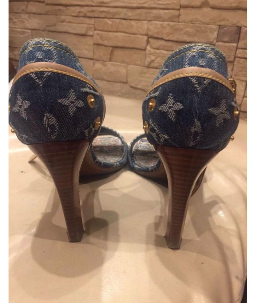 LOUIS VUITTON Мульти текстильные босоножки, фото 4