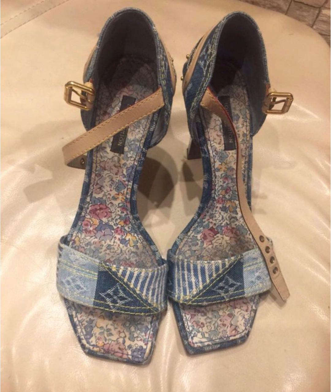 LOUIS VUITTON Мульти текстильные босоножки, фото 2