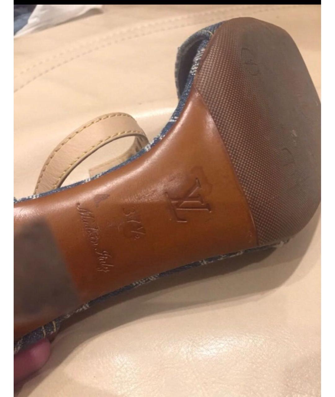 LOUIS VUITTON Мульти текстильные босоножки, фото 5