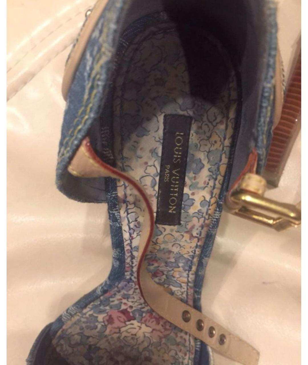 LOUIS VUITTON Мульти текстильные босоножки, фото 3