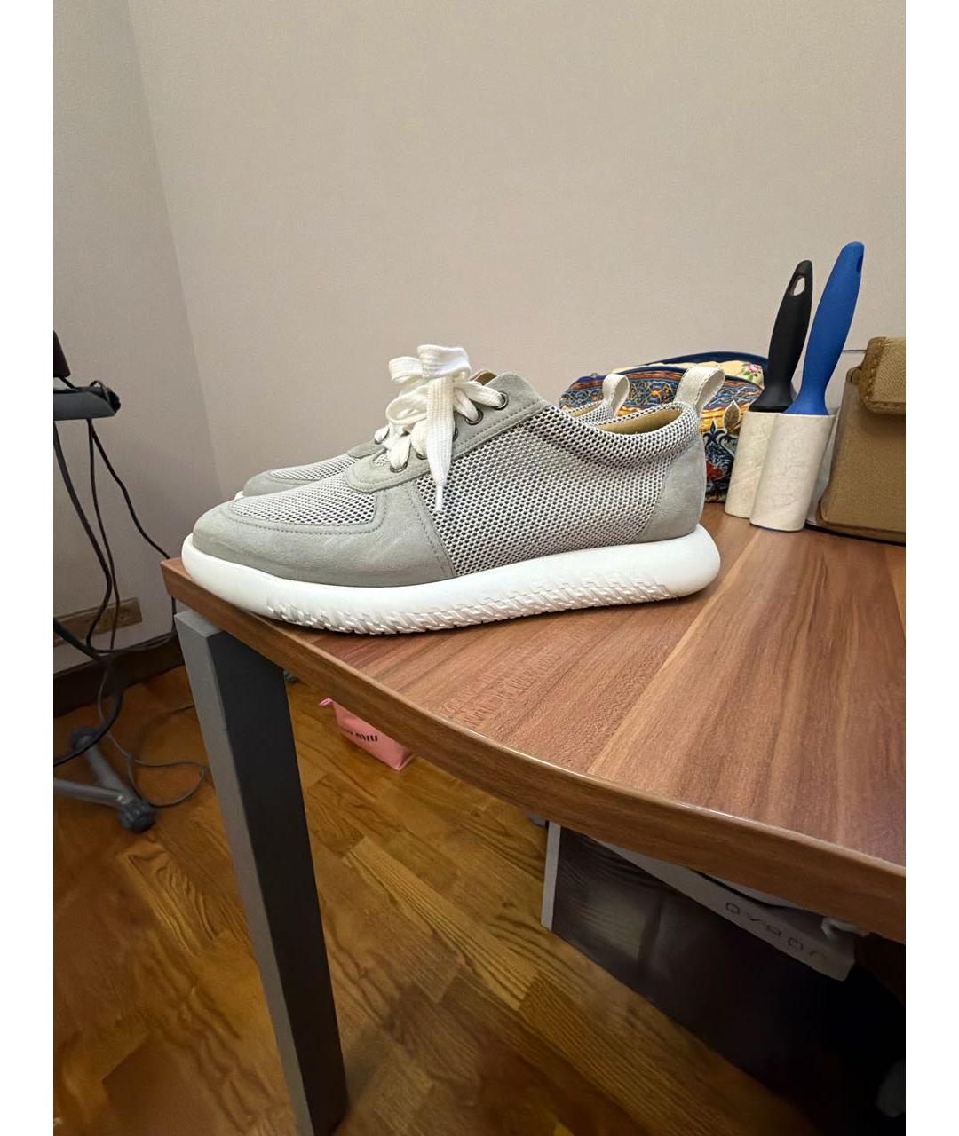 HERMES Серые текстильные низкие кроссовки / кеды, фото 5