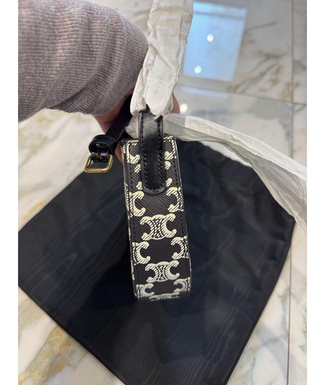 CELINE Черная кожаная сумка через плечо, фото 3