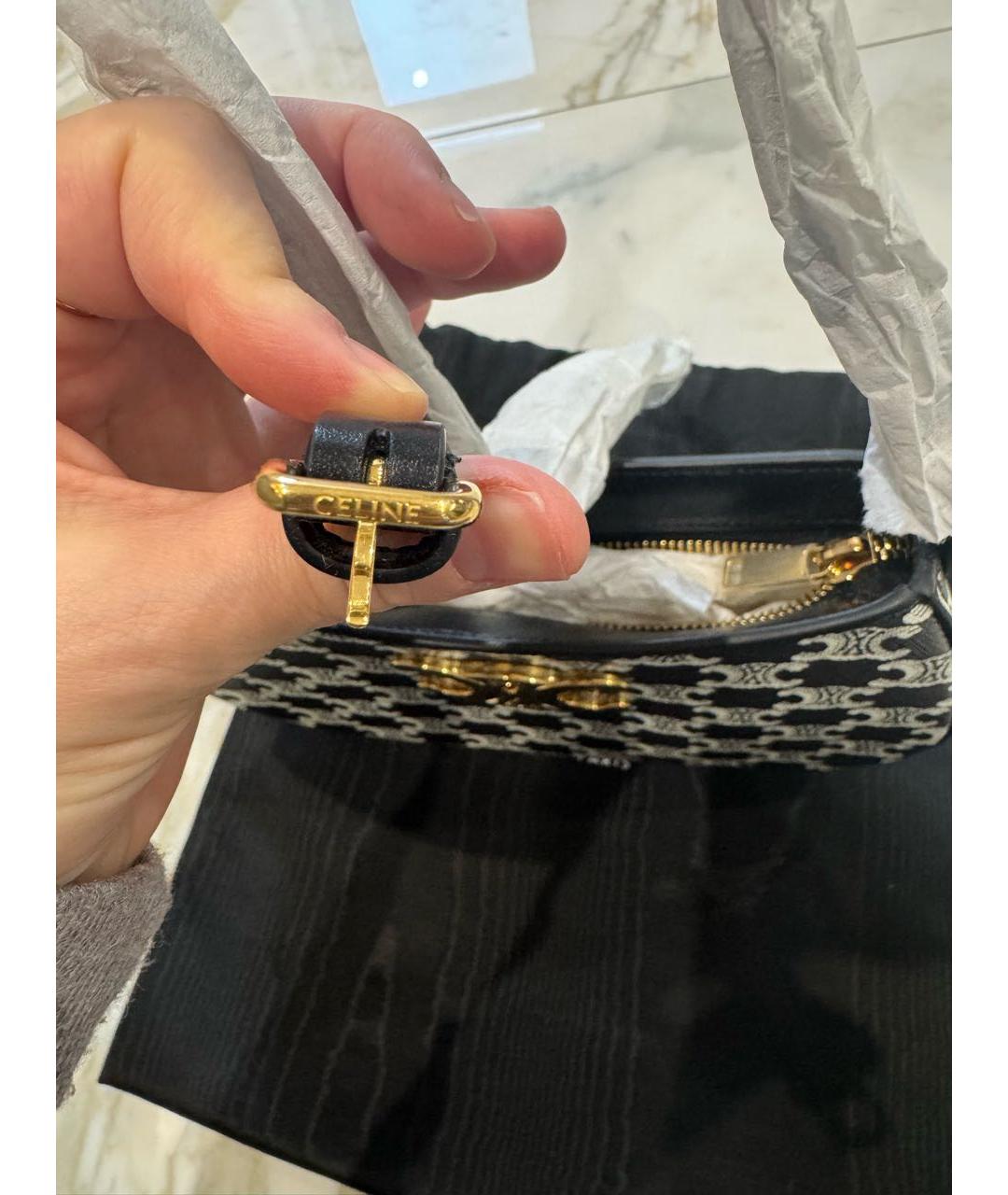 CELINE Черная кожаная сумка через плечо, фото 6