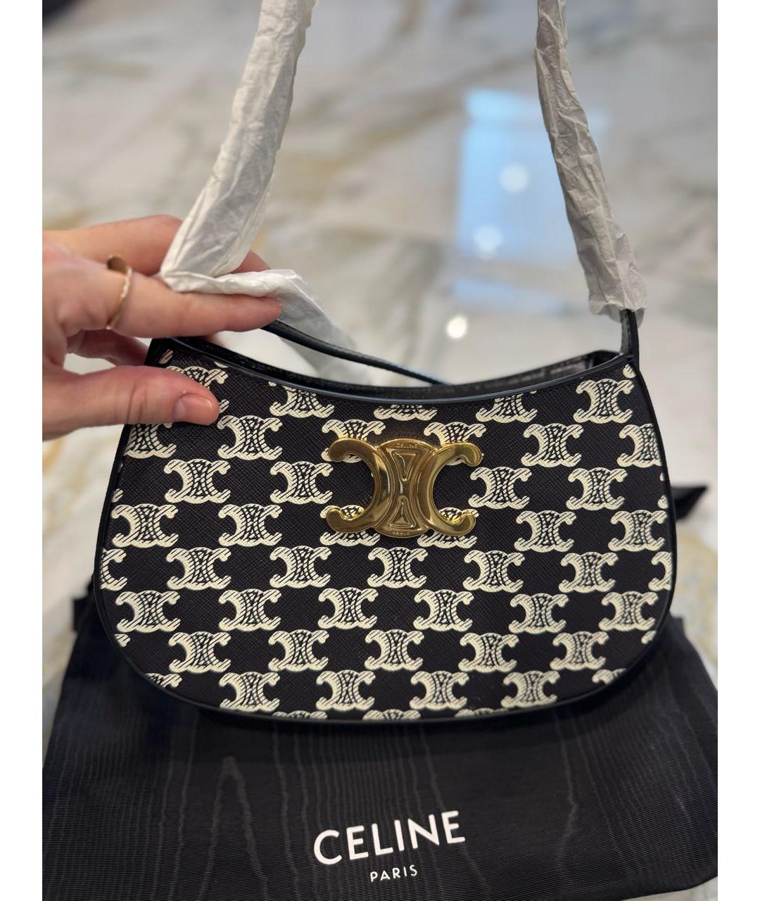 CELINE Черная кожаная сумка через плечо, фото 2