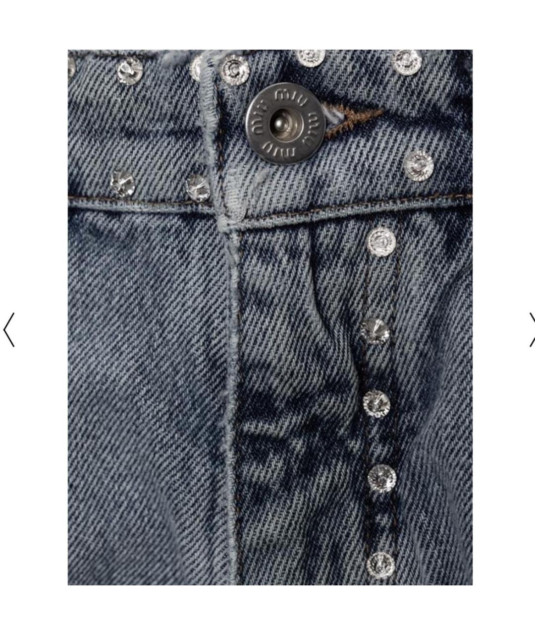 MIU MIU Голубые хлопковые прямые джинсы, фото 4