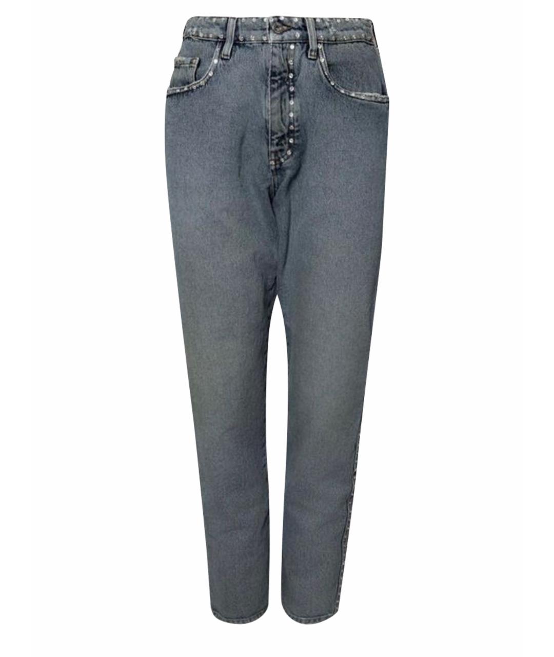 MIU MIU Голубые хлопковые прямые джинсы, фото 1