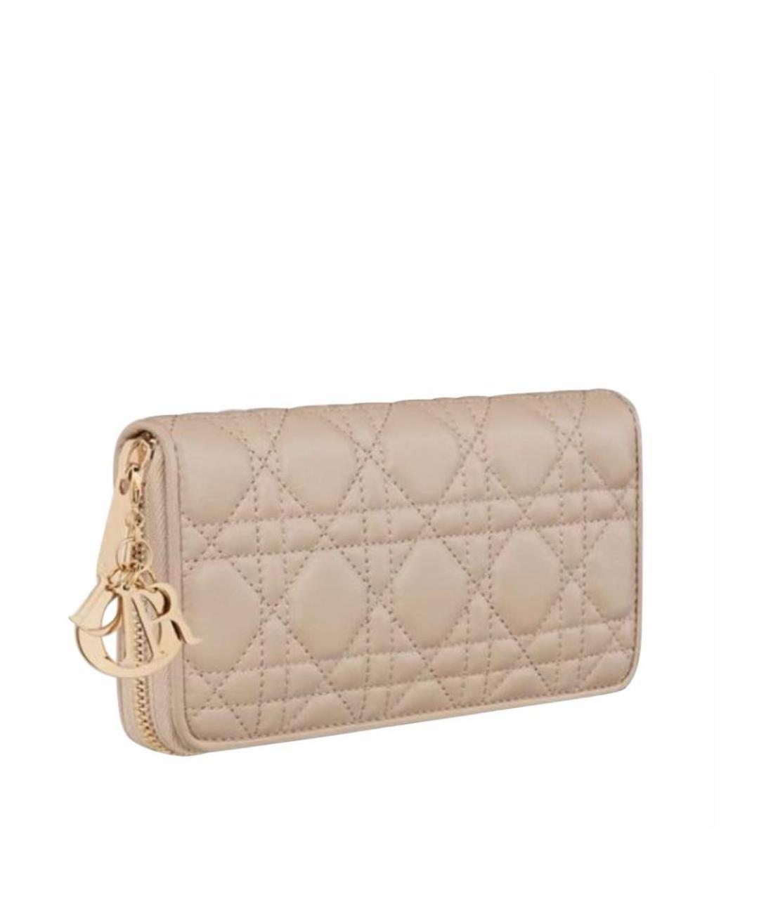 CHRISTIAN DIOR Бежевый кожаный кошелек, фото 7