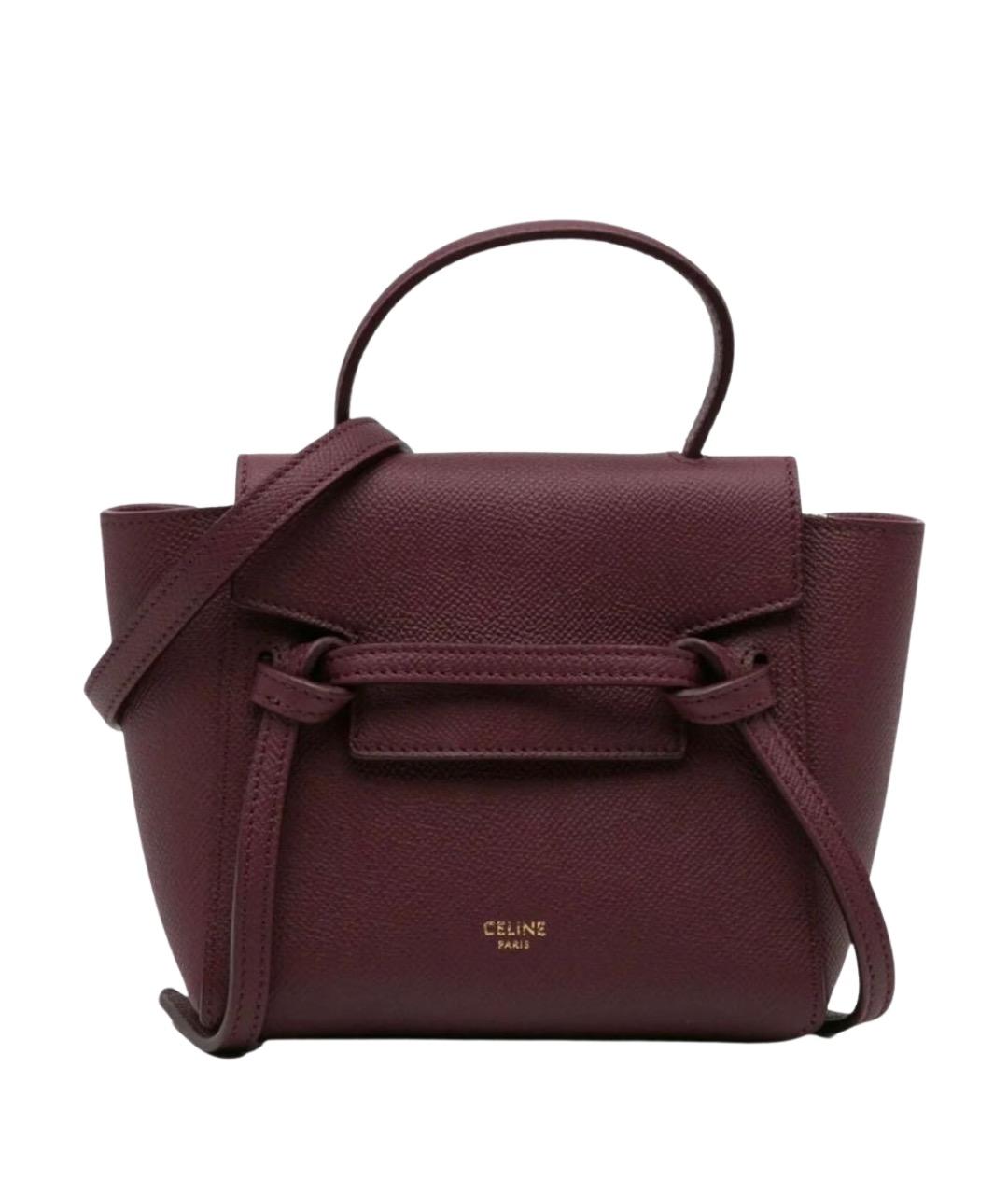 CELINE Бордовая кожаная сумка с короткими ручками, фото 1
