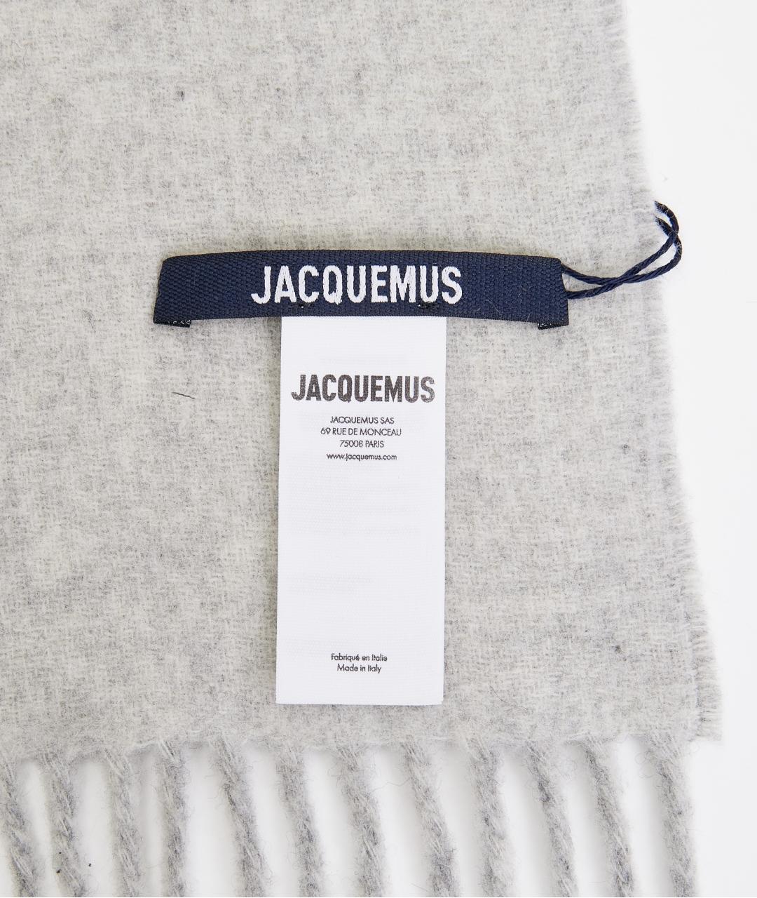JACQUEMUS Серый шерстяной шарф, фото 2