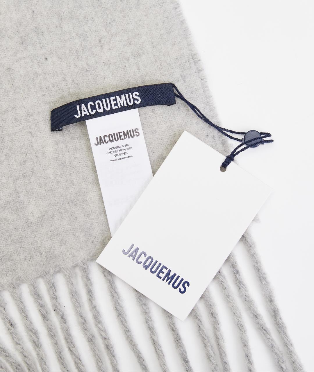 JACQUEMUS Серый шерстяной шарф, фото 3