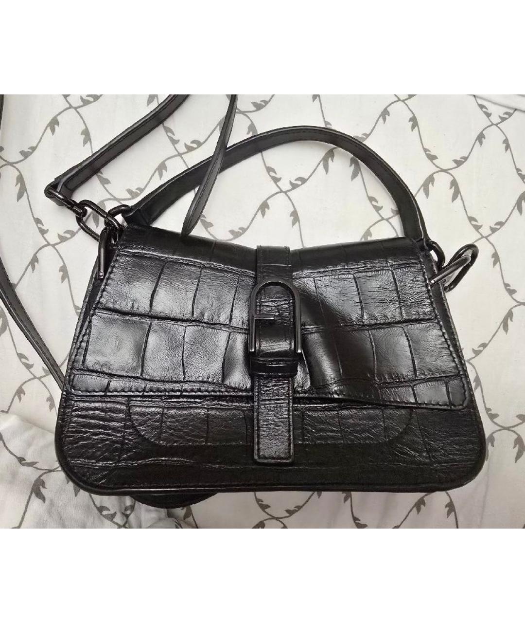 FURLA Черная кожаная сумка через плечо, фото 7