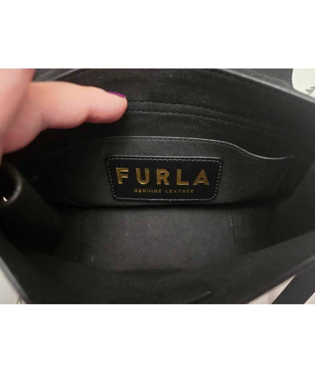 FURLA Черная кожаная сумка через плечо, фото 6