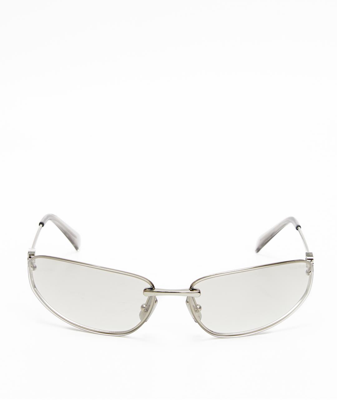 MIU MIU Серебряные металлические солнцезащитные очки, фото 7