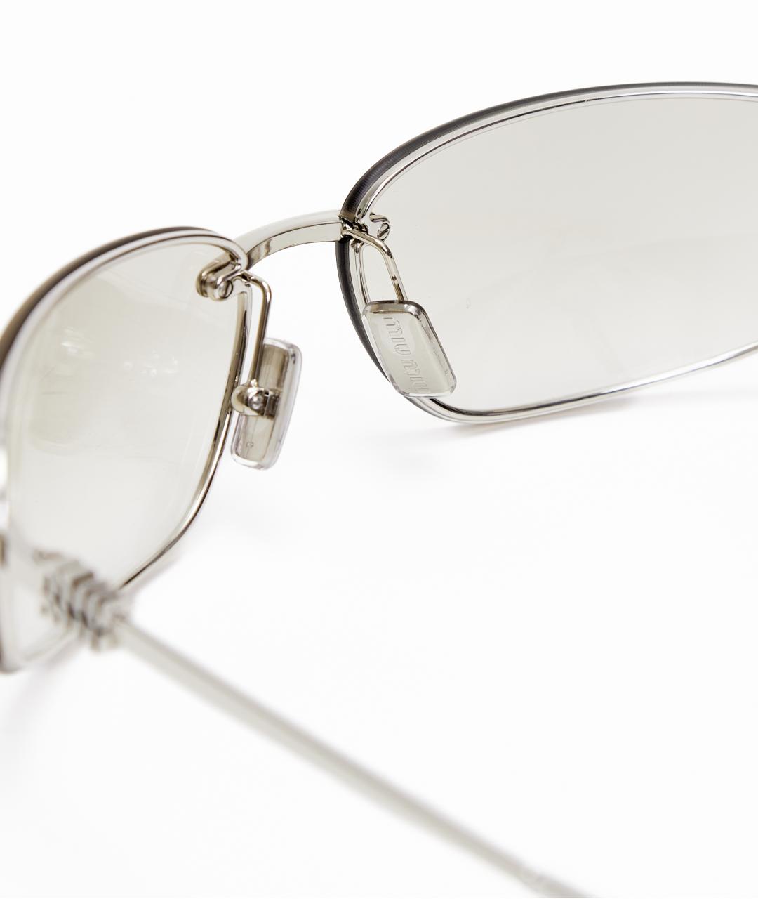MIU MIU Серебряные металлические солнцезащитные очки, фото 5