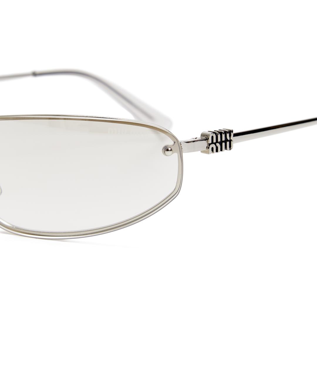 MIU MIU Серебряные металлические солнцезащитные очки, фото 4