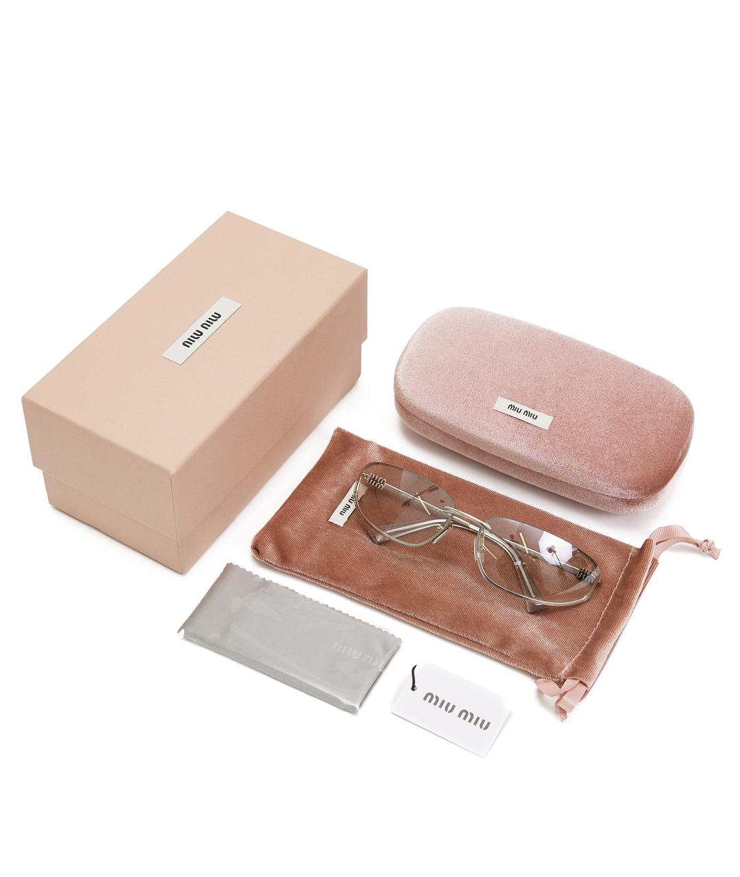 MIU MIU Серебряные металлические солнцезащитные очки, фото 6