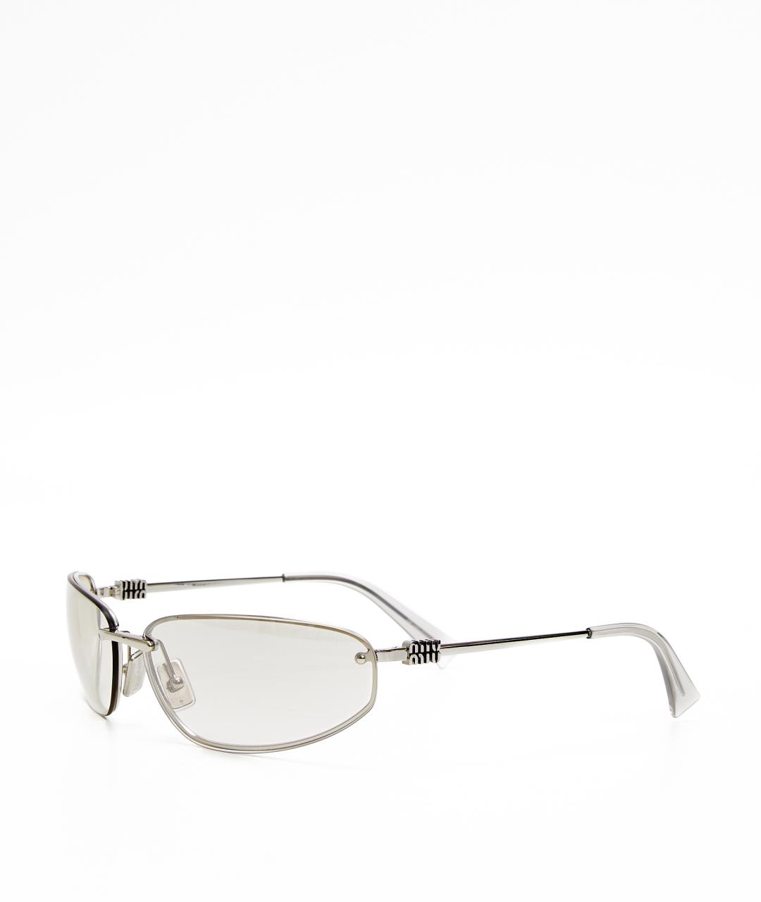 MIU MIU Серебряные металлические солнцезащитные очки, фото 2