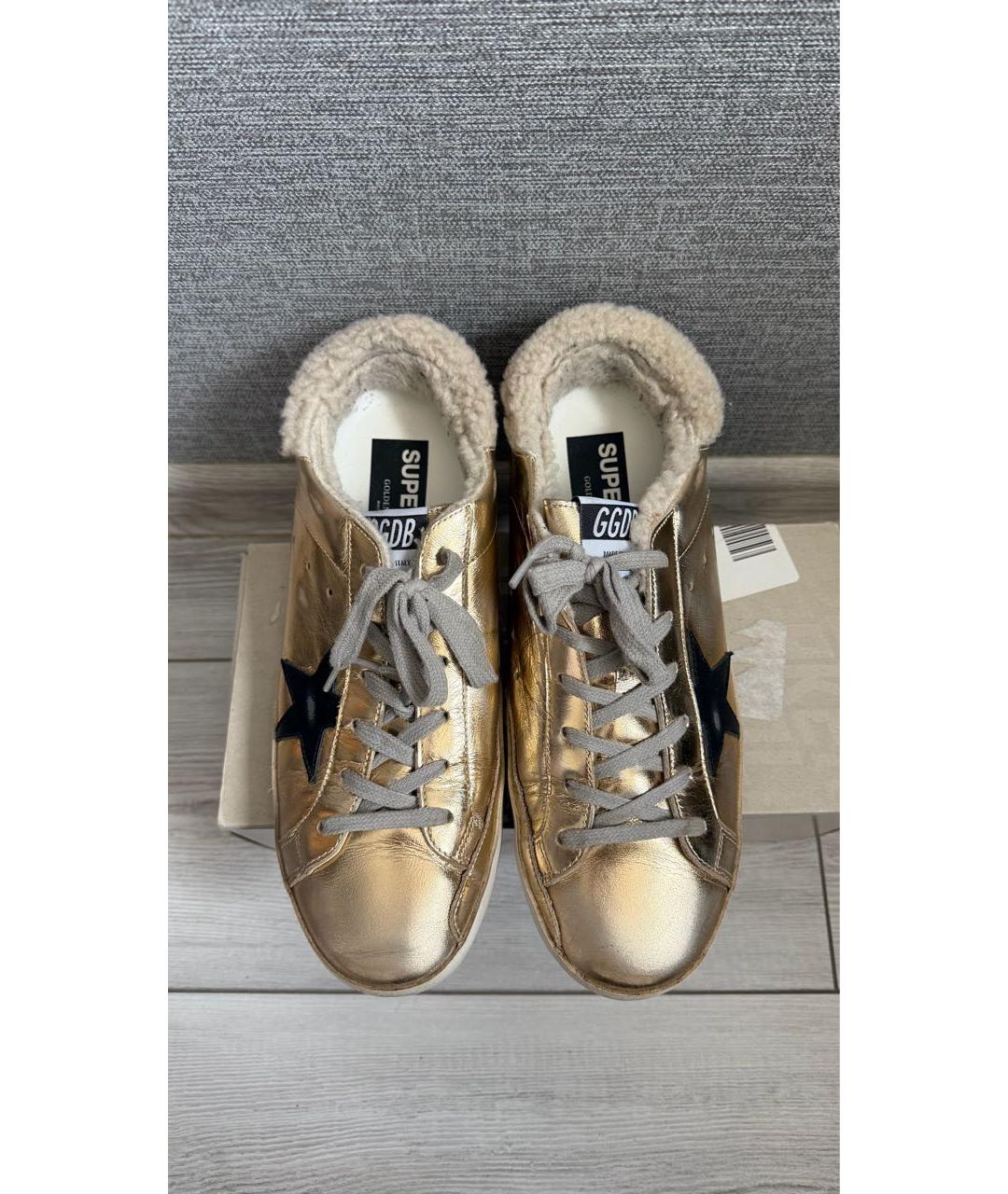 GOLDEN GOOSE DELUXE BRAND Золотые кожаные кеды, фото 2
