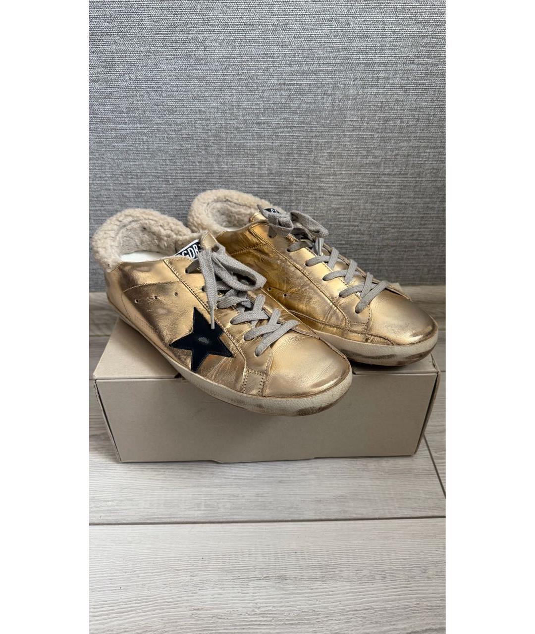 GOLDEN GOOSE DELUXE BRAND Золотые кожаные кеды, фото 3