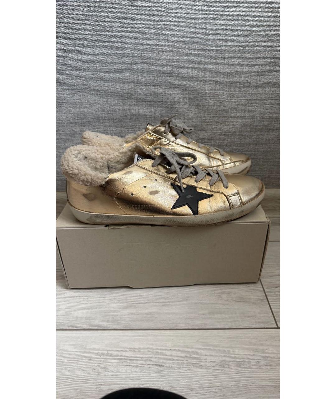 GOLDEN GOOSE DELUXE BRAND Золотые кожаные кеды, фото 7