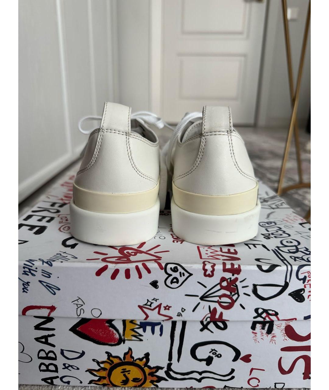 DOLCE&GABBANA Белые кожаные кеды, фото 4