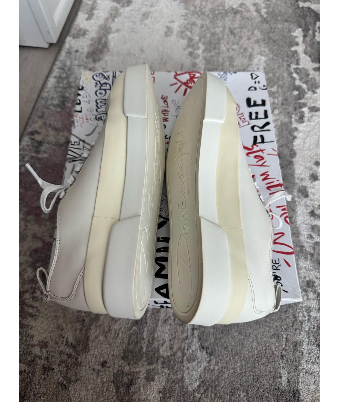 DOLCE&GABBANA Белые кожаные кеды, фото 8