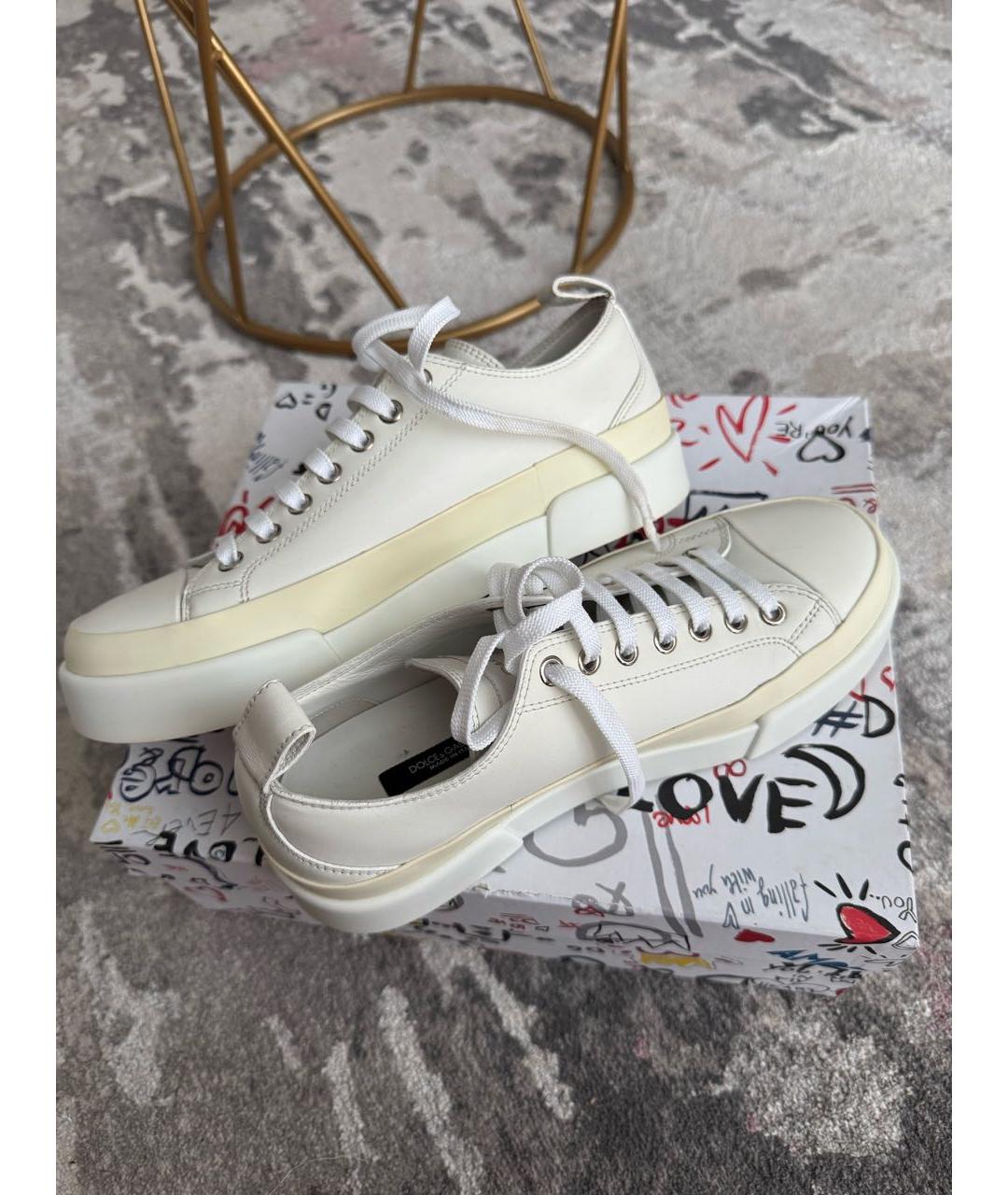 DOLCE&GABBANA Белые кожаные кеды, фото 6