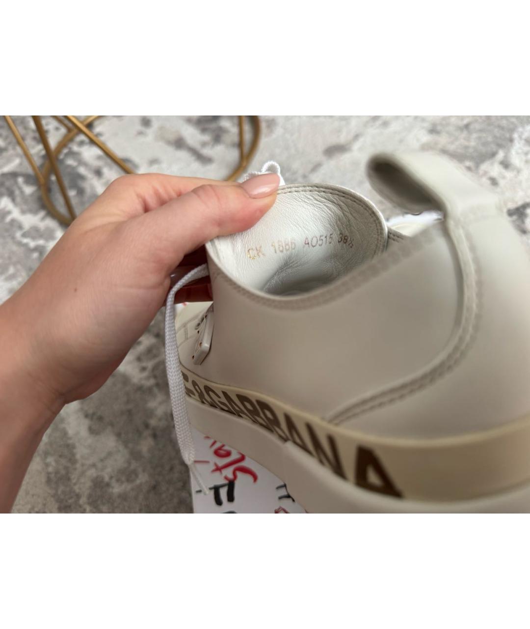 DOLCE&GABBANA Белые кожаные кеды, фото 5