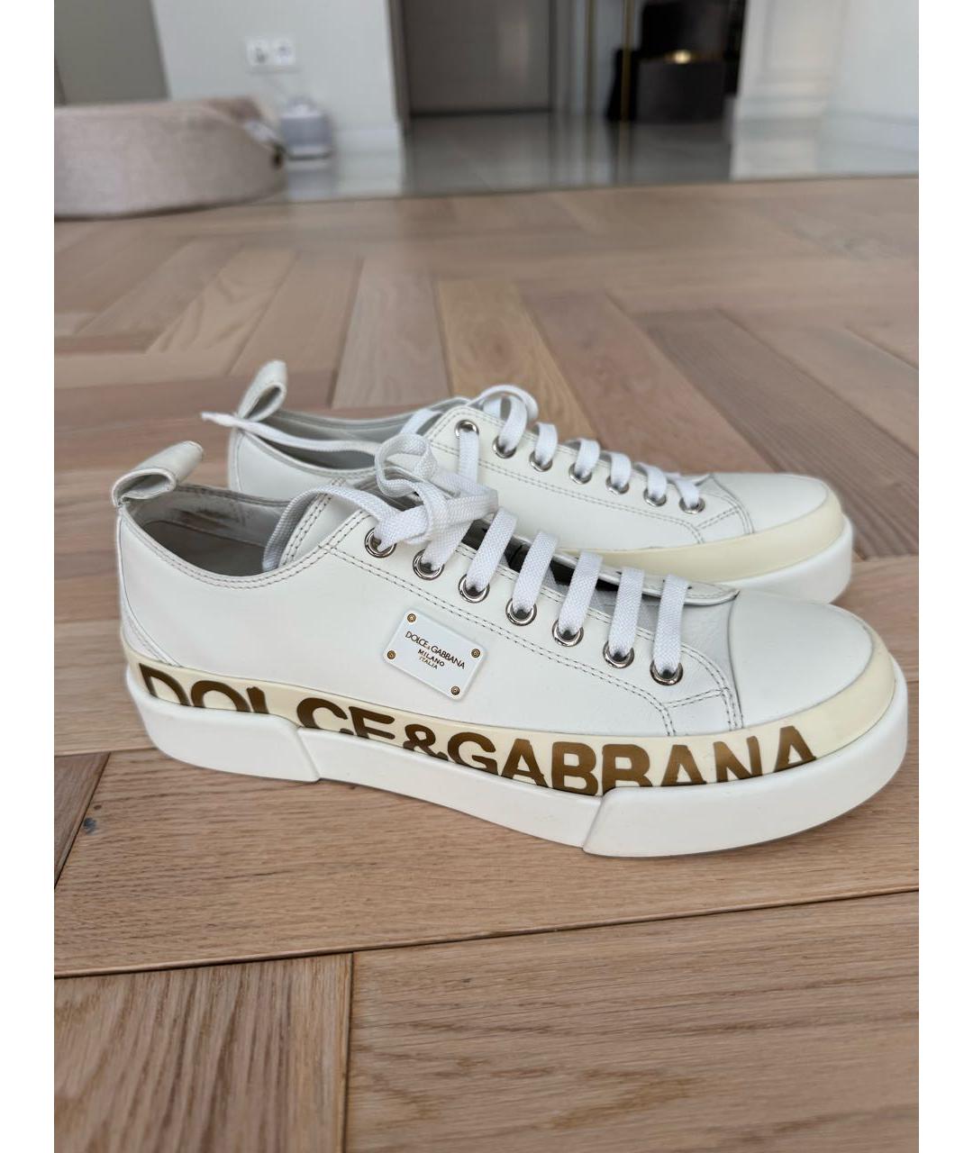 DOLCE&GABBANA Белые кожаные кеды, фото 9