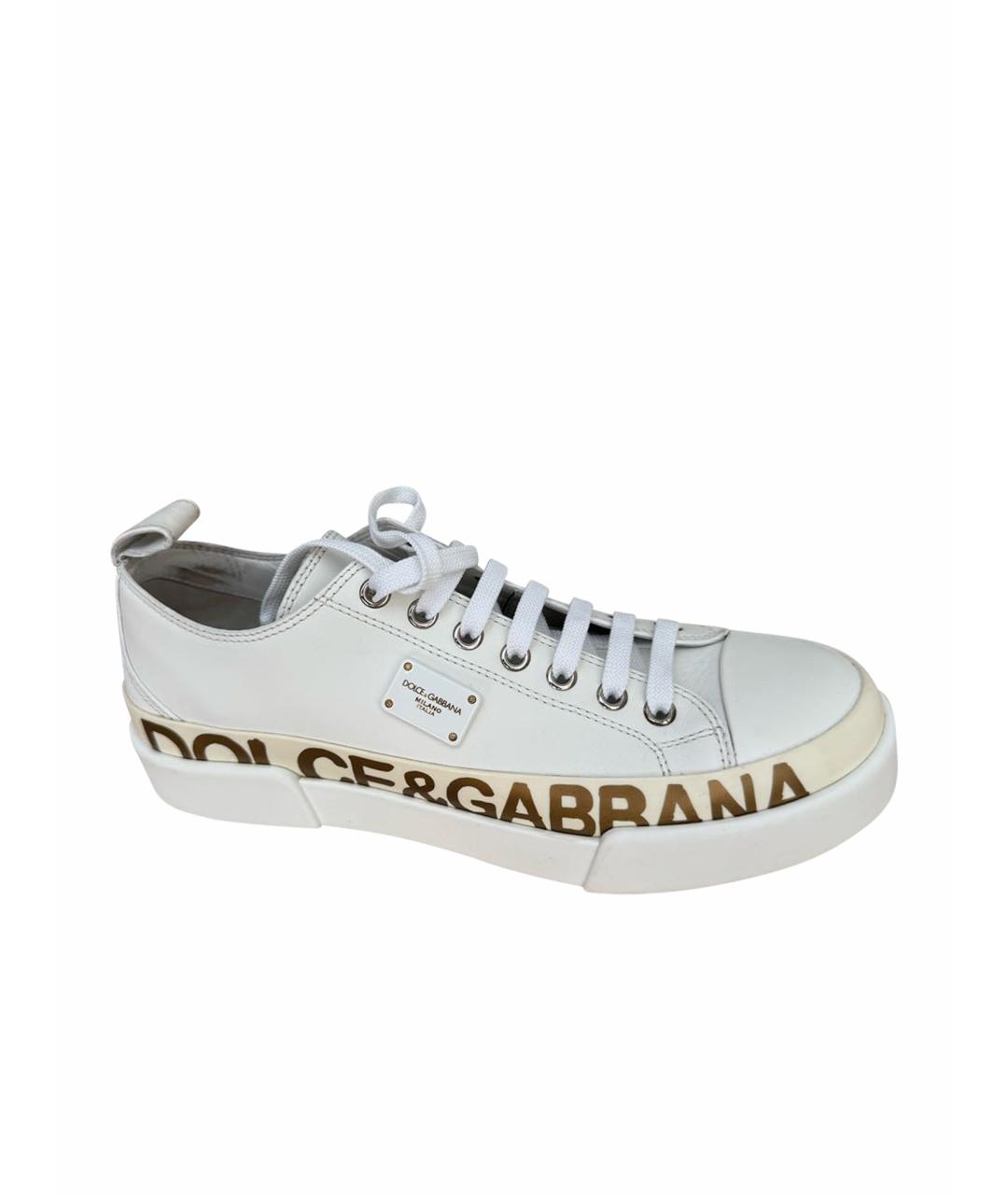 DOLCE&GABBANA Белые кожаные кеды, фото 1