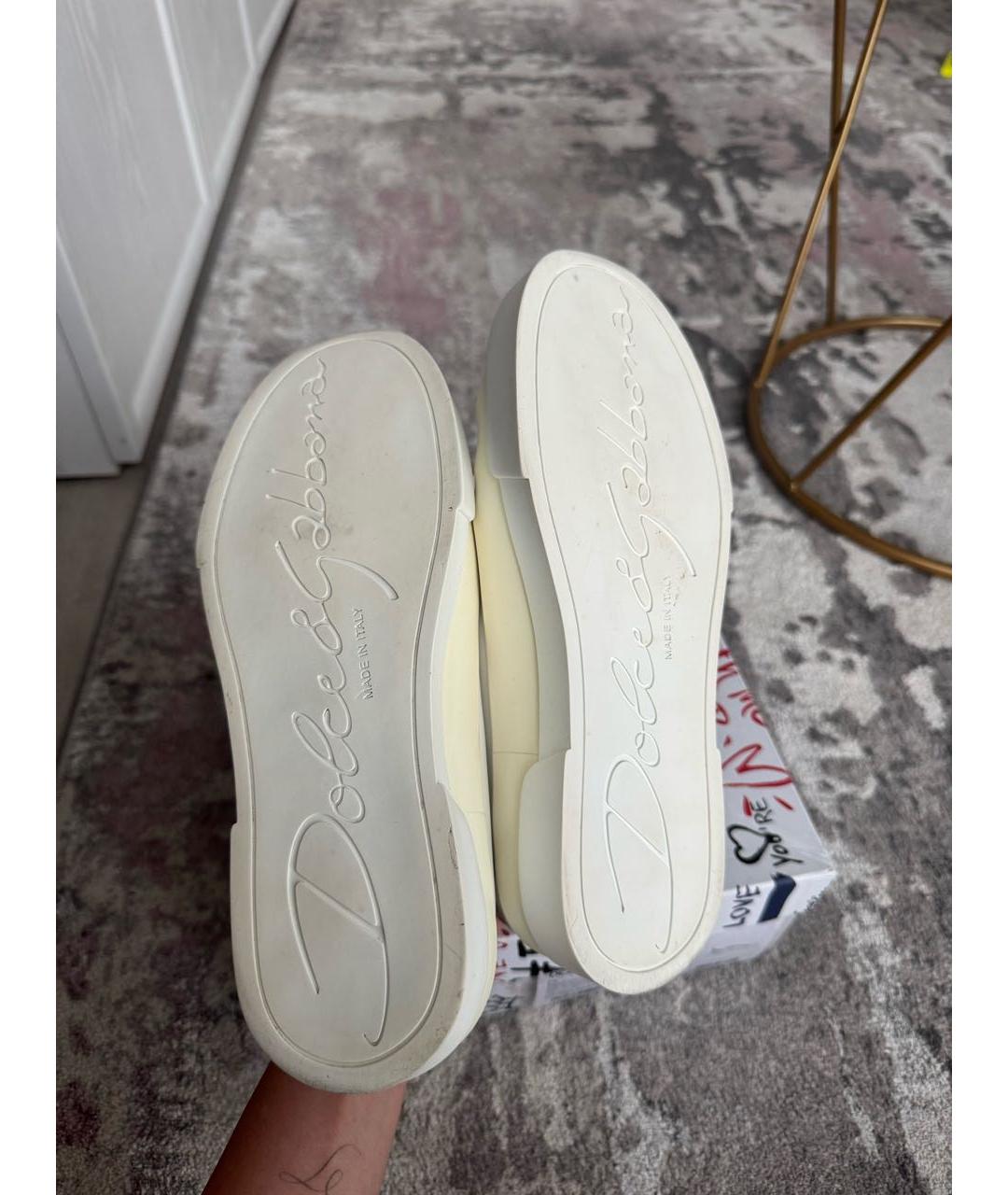 DOLCE&GABBANA Белые кожаные кеды, фото 7