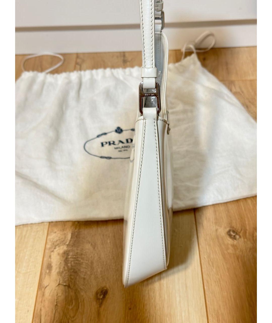 PRADA Белая кожаная сумка с короткими ручками, фото 5