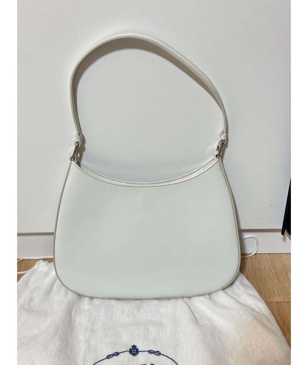 PRADA Белая кожаная сумка с короткими ручками, фото 3