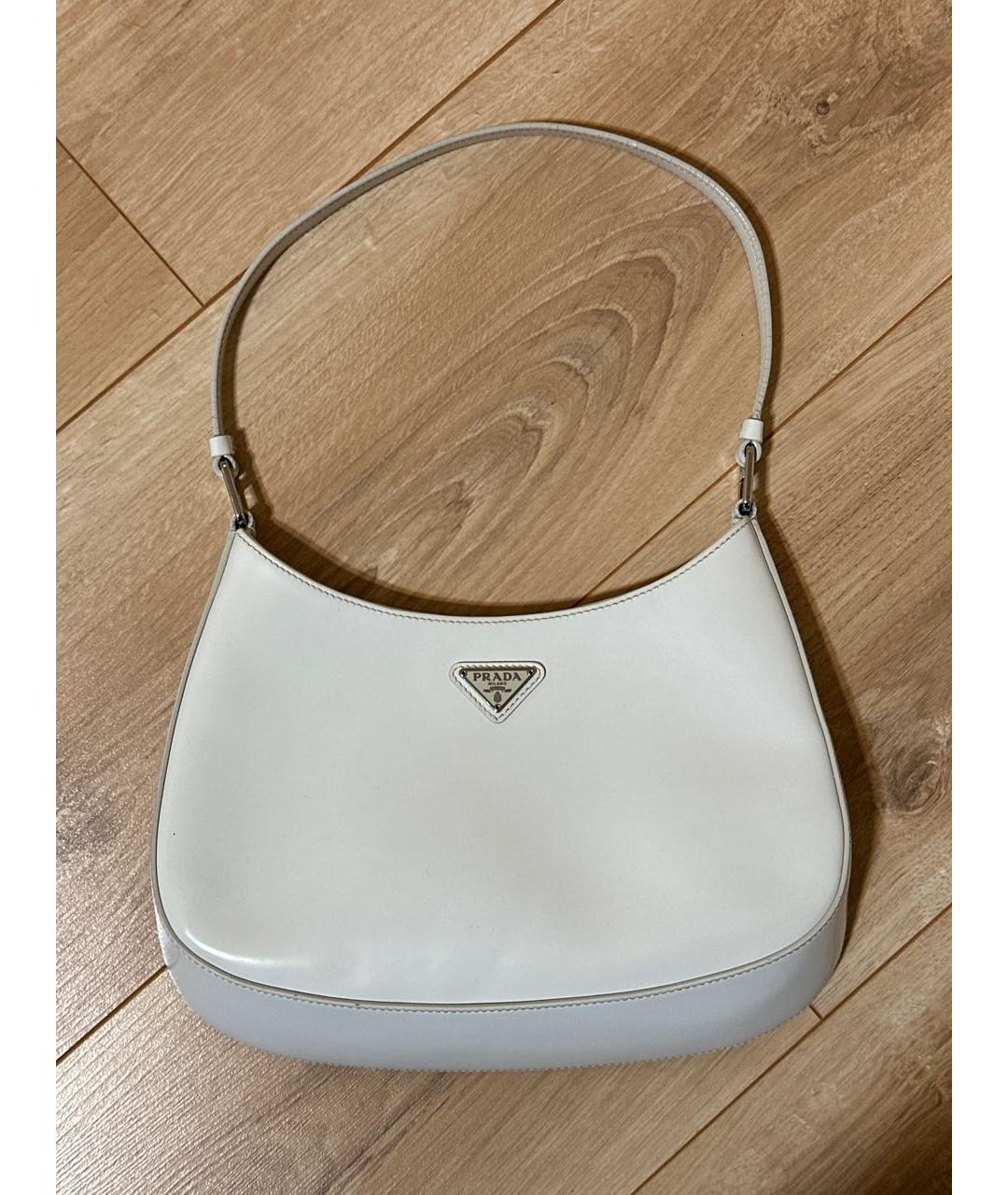 PRADA Белая кожаная сумка с короткими ручками, фото 9