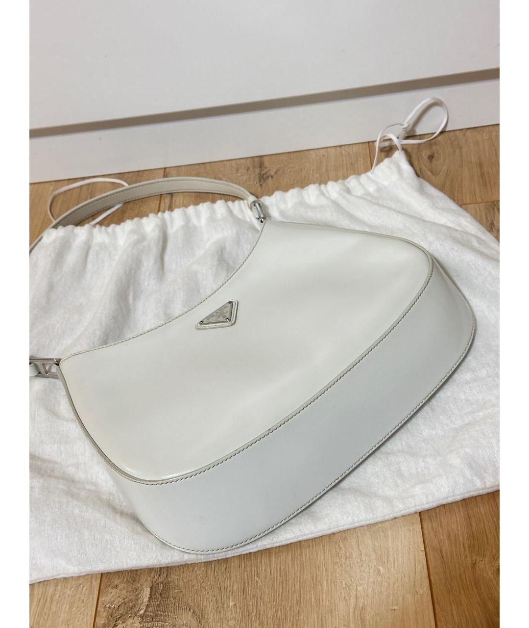 PRADA Белая кожаная сумка с короткими ручками, фото 4