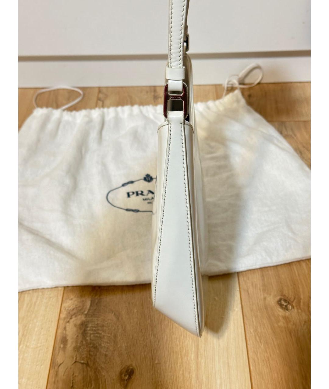 PRADA Белая кожаная сумка с короткими ручками, фото 6