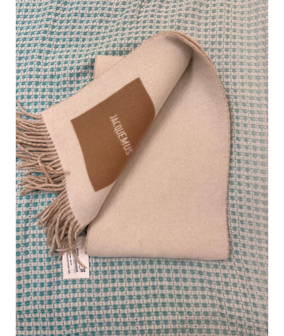 JACQUEMUS Бежевый шерстяной шарф, фото 3