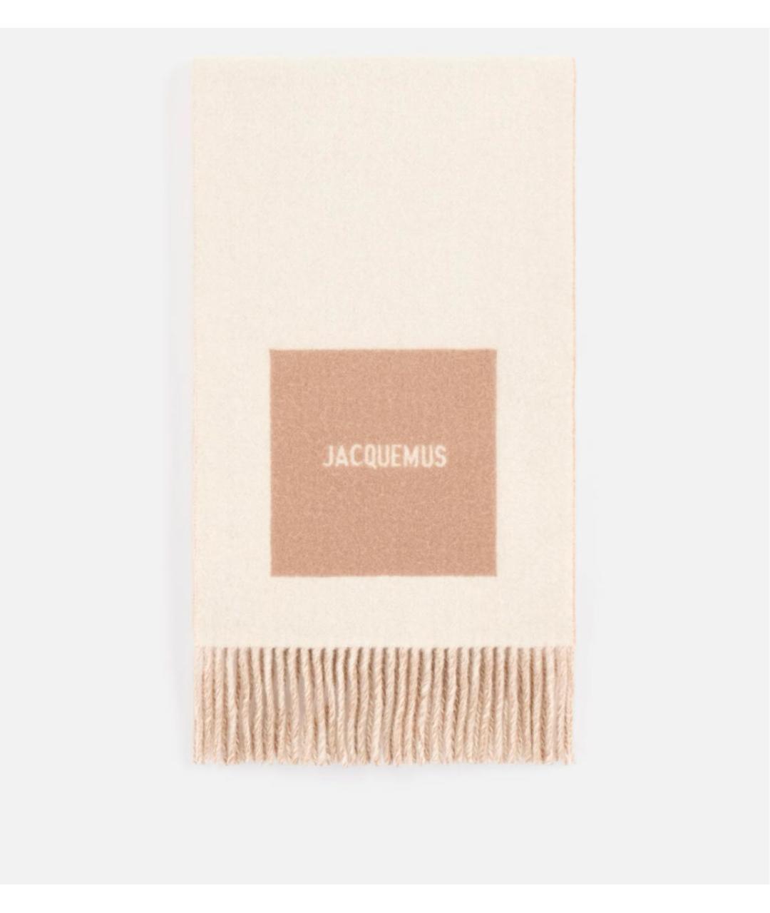JACQUEMUS Бежевый шерстяной шарф, фото 9