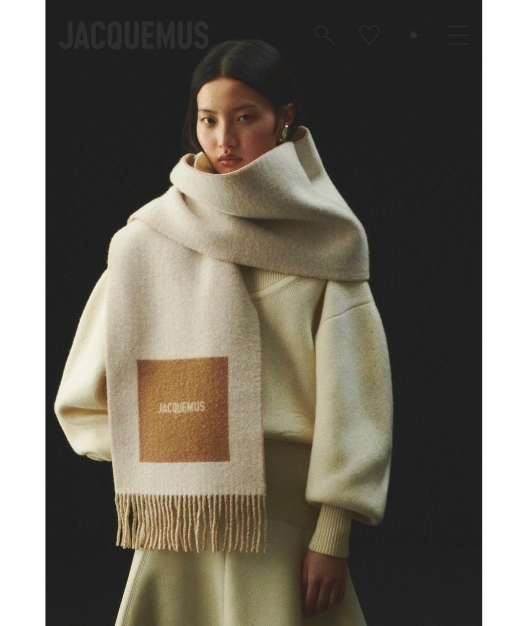 JACQUEMUS Бежевый шерстяной шарф, фото 7