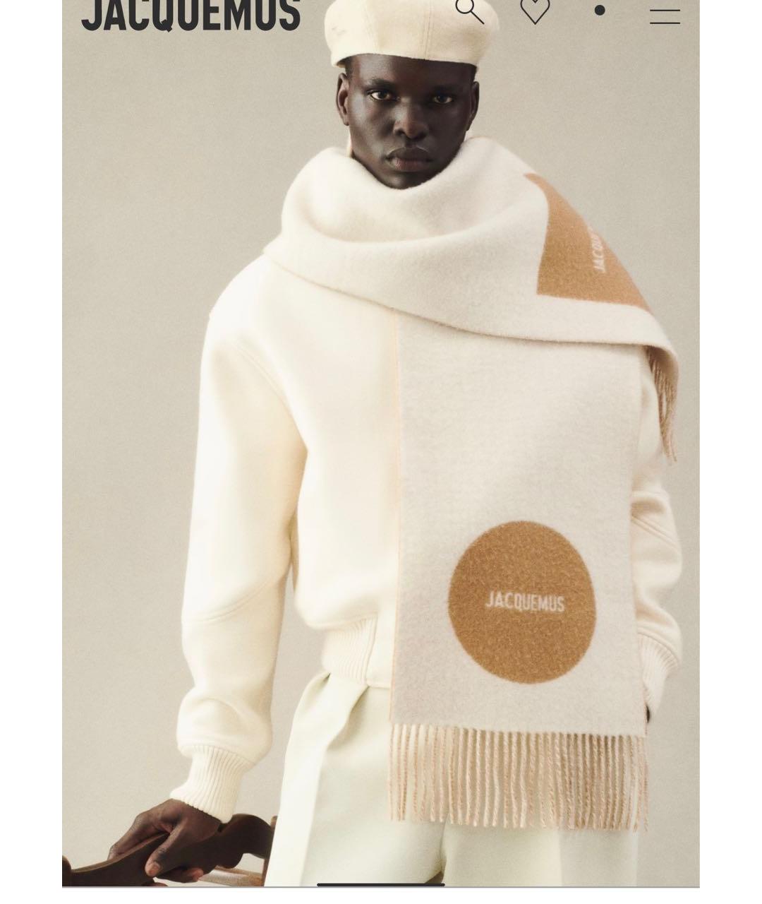 JACQUEMUS Бежевый шерстяной шарф, фото 8