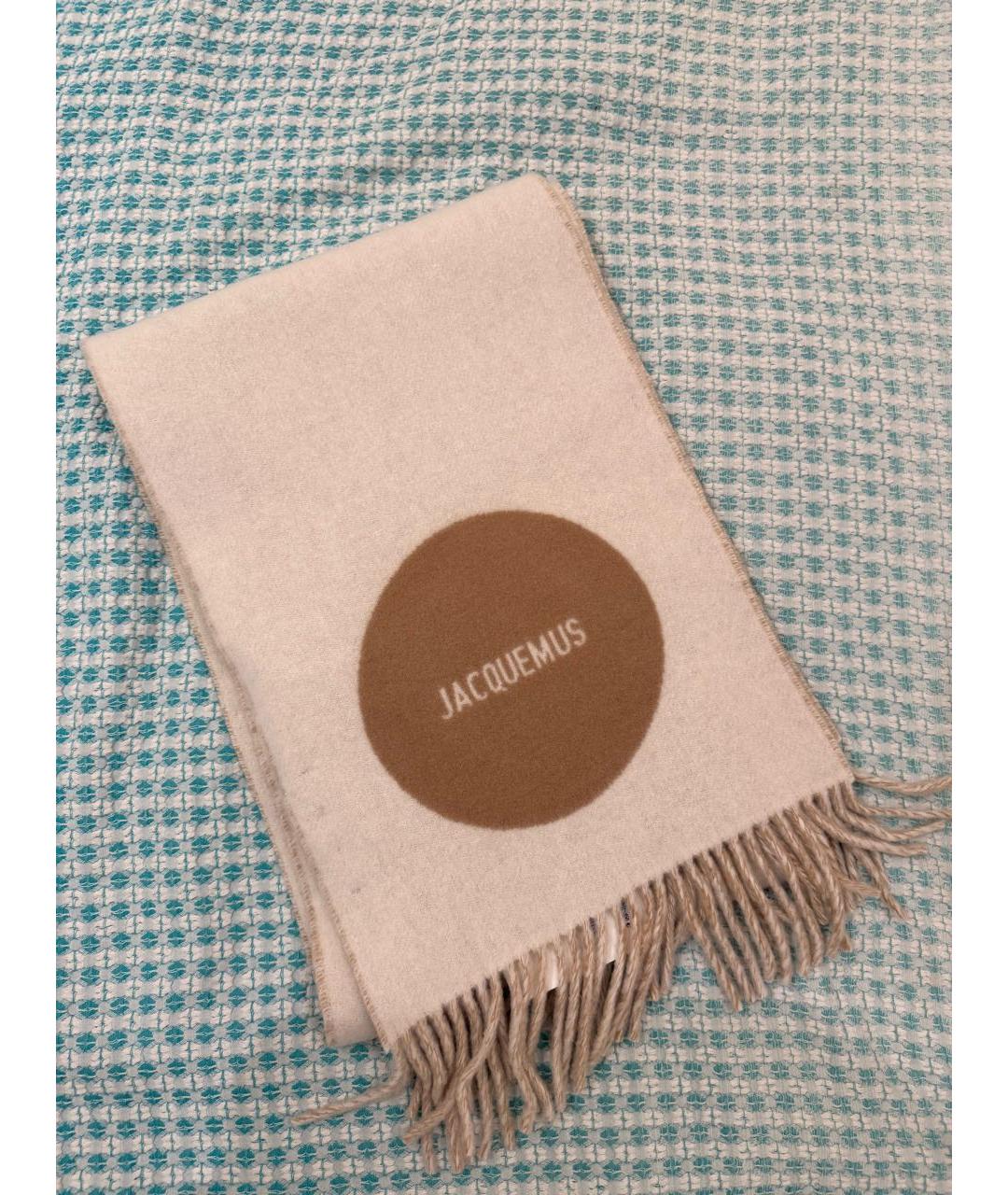 JACQUEMUS Бежевый шерстяной шарф, фото 6