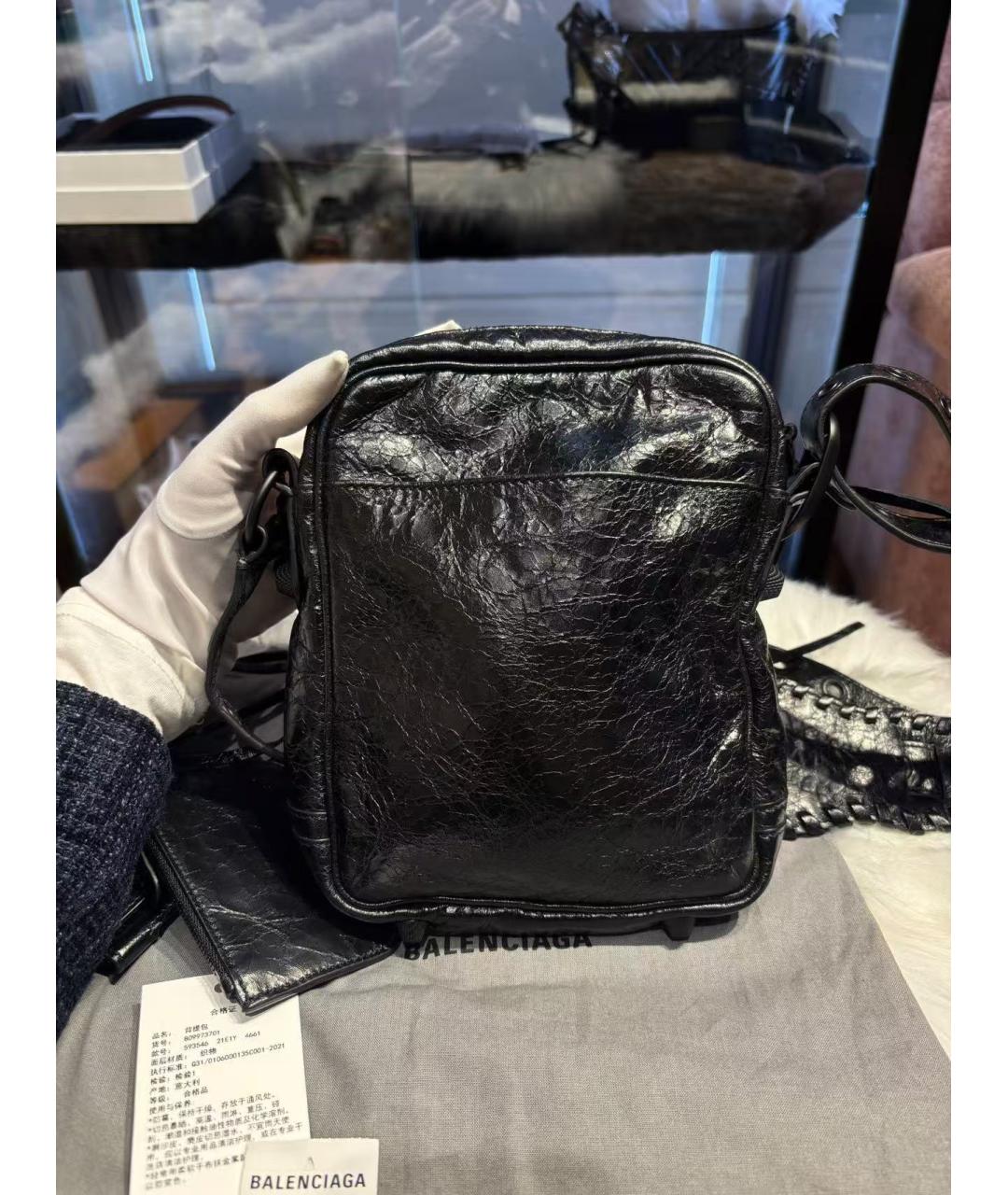 BALENCIAGA Черная кожаная сумка через плечо, фото 3
