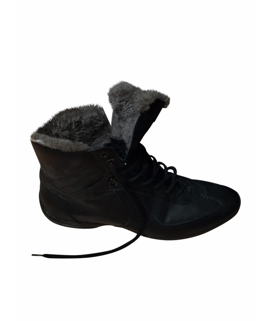 SANTONI Черные кожаные высокие ботинки, фото 1