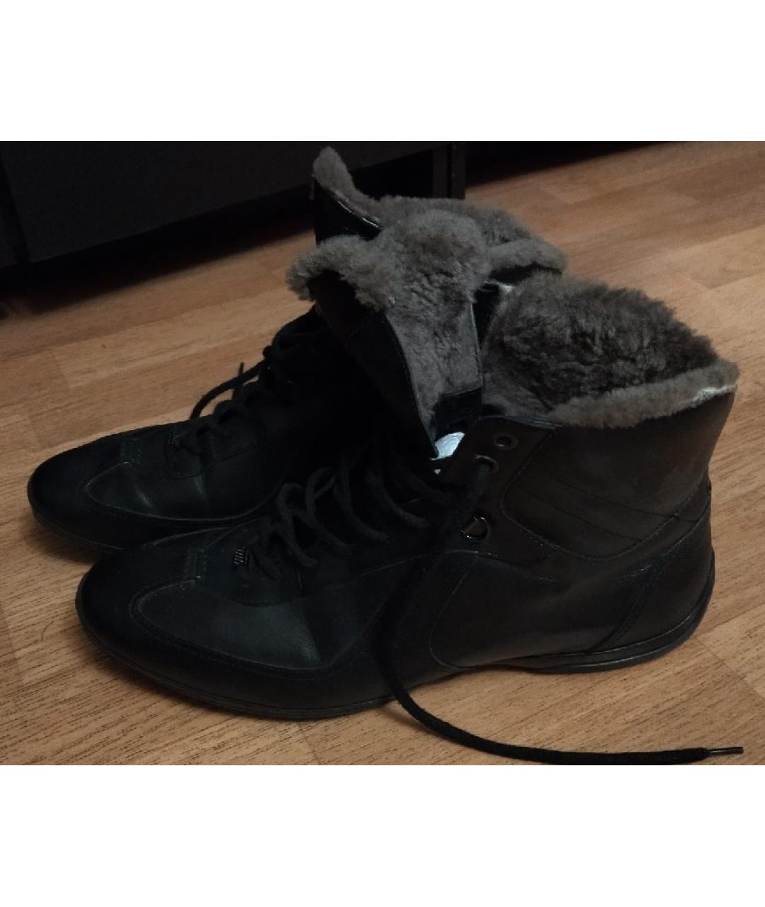 SANTONI Черные кожаные высокие ботинки, фото 5