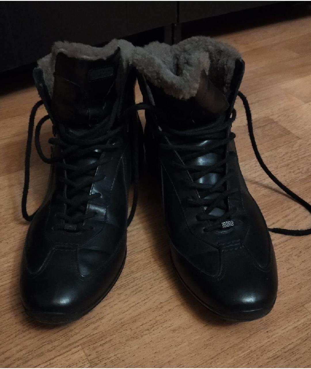 SANTONI Черные кожаные высокие ботинки, фото 3