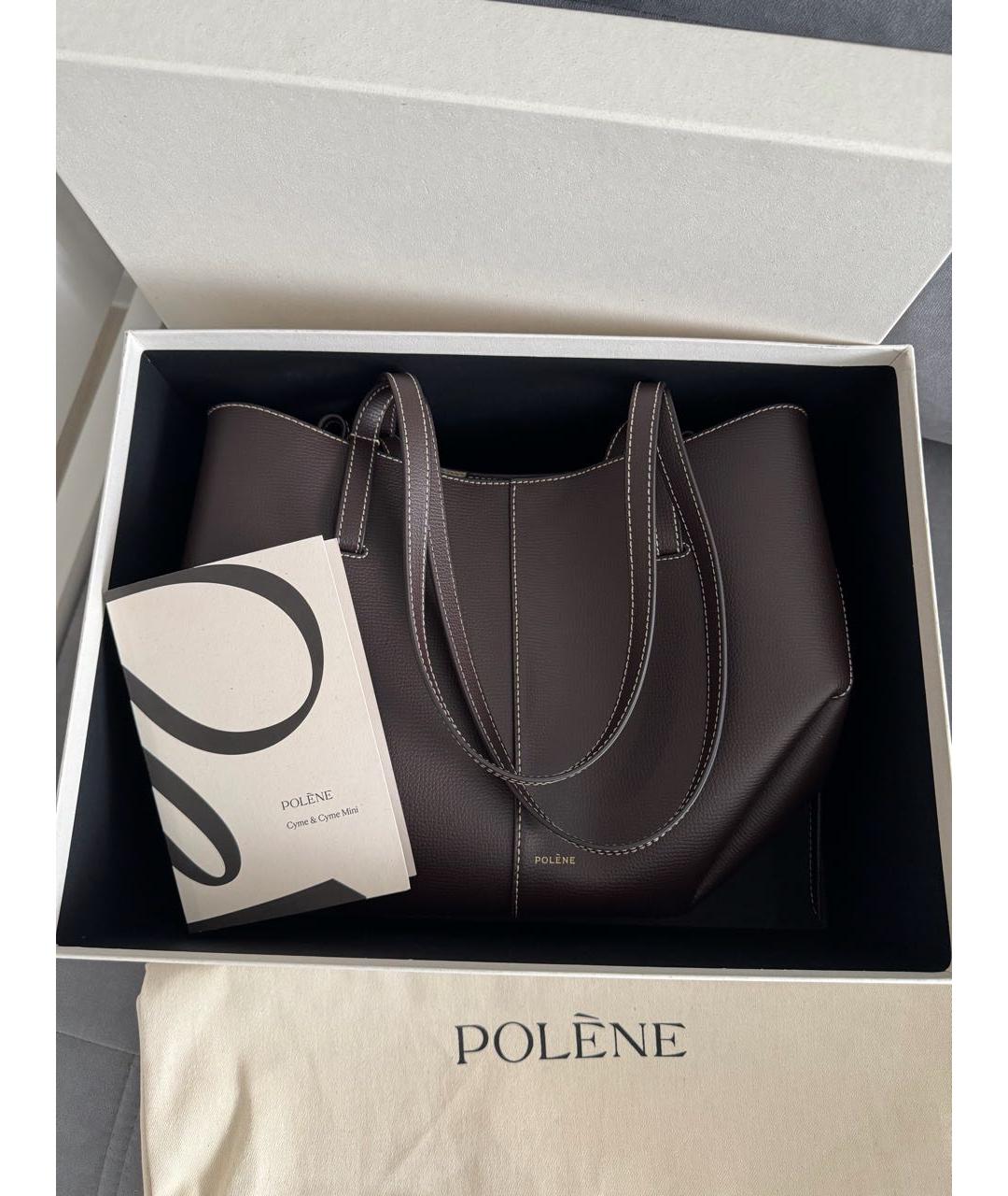 POLENE Коричневая кожаная сумка через плечо, фото 3