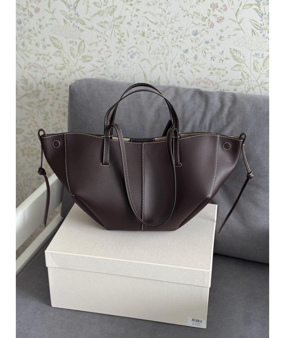 POLENE Коричневая кожаная сумка через плечо, фото 5