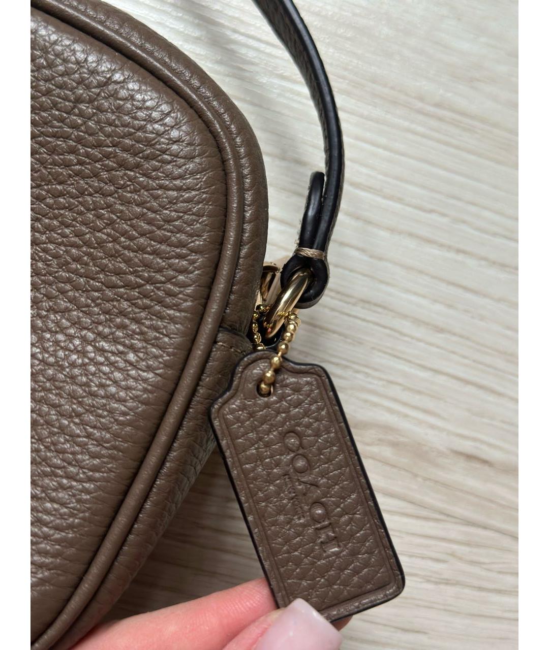 COACH Коричневая кожаная сумка через плечо, фото 6