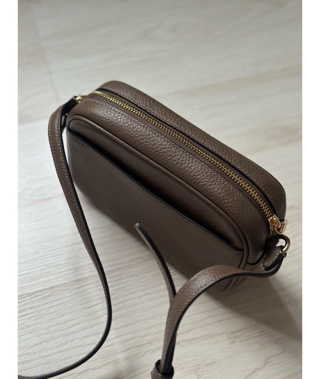 COACH Коричневая кожаная сумка через плечо, фото 3