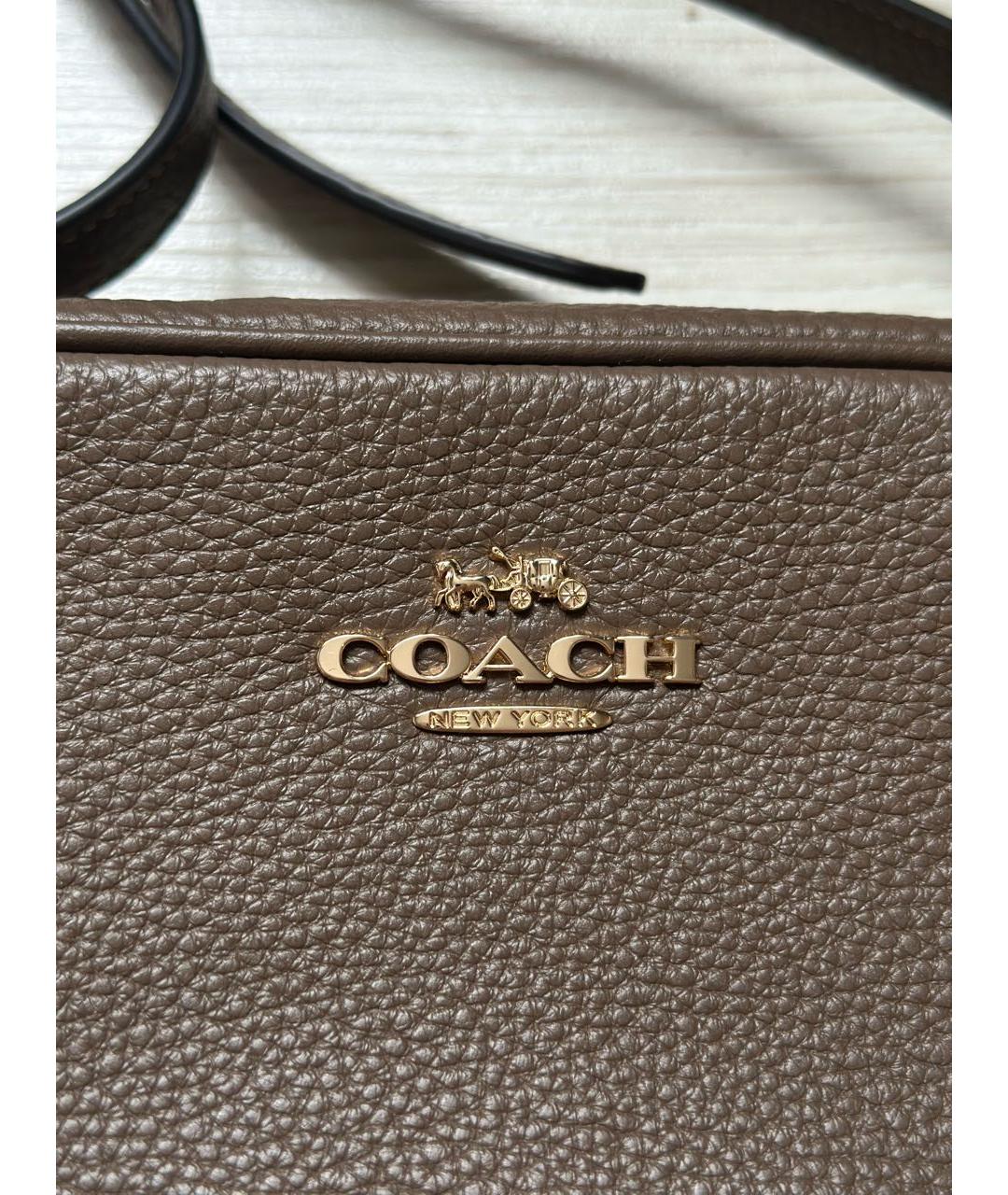 COACH Коричневая кожаная сумка через плечо, фото 8